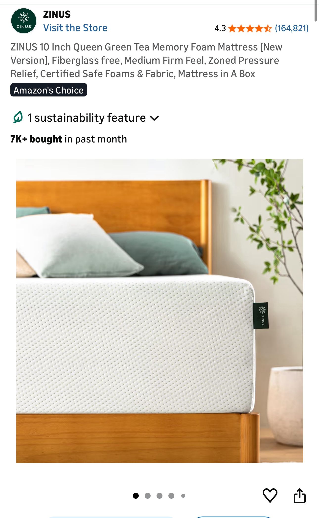 Zinus 10 Inch Queen Memory Foam Mattress