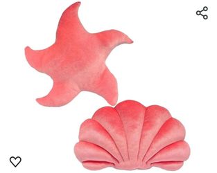 Cute Shell Pillows Soft Starfish Pillow, Sea Ocean Velvet Pillow, Accent Decorative Throw Pillows, Stuffed Animal Cute Plush Home Décor for Living Roo