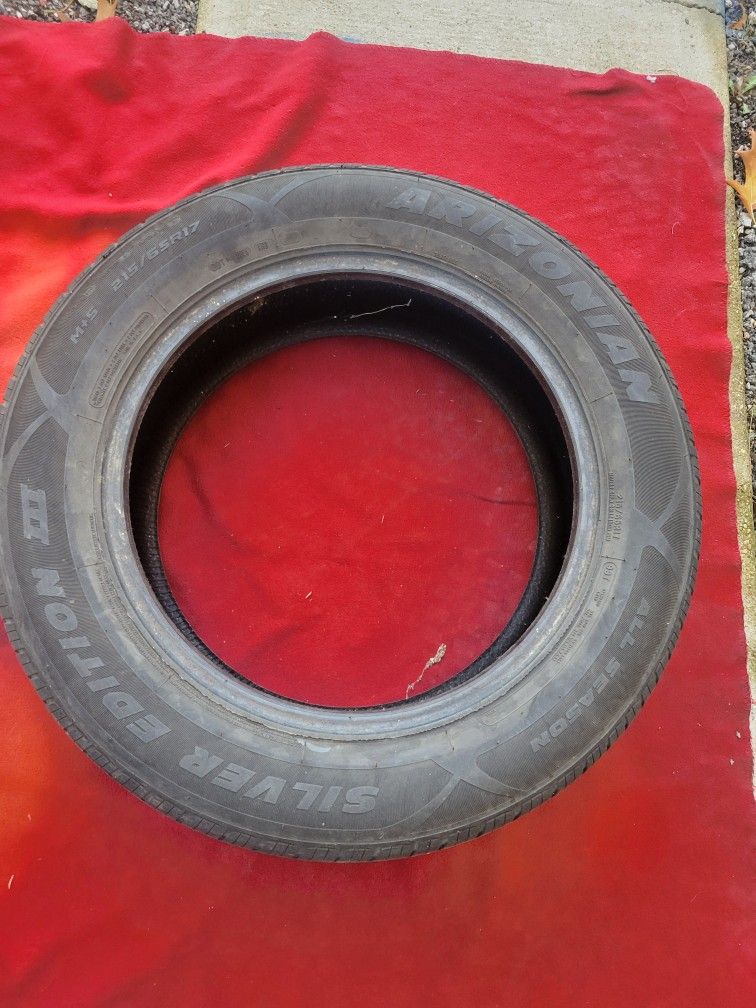 215 65 17  ARIZONAN SILVER EDITION 3
DOT# IN PICTURES 
11525 S HALSTED DUNKIN DONUTS/7111.S WESTERN WALGREENS DELIVERY 
20$  CASH ONLY AS IS 