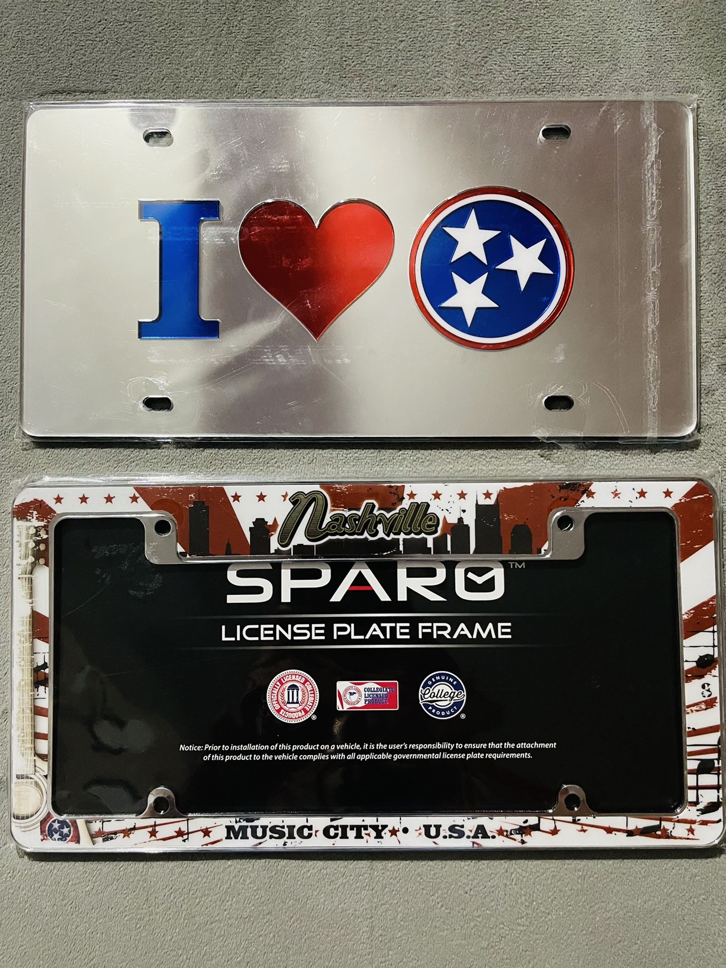 Tennessee State Flag License Plate, New still in plastic.