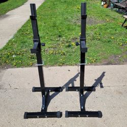 PAIR OF STEEL BARBELL SQUAT STANDS