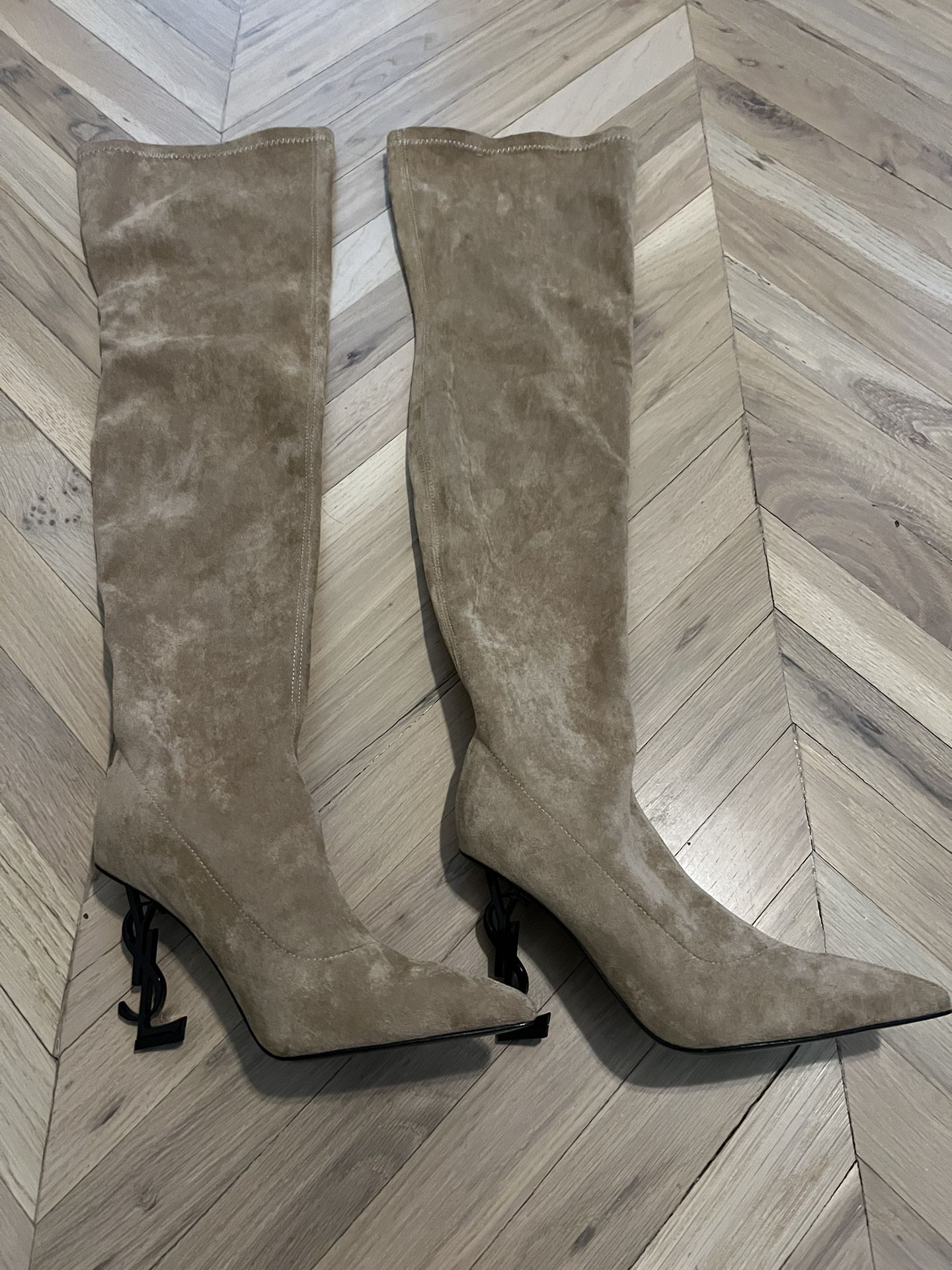 Beige Suede THIGH HIGH BOOTS