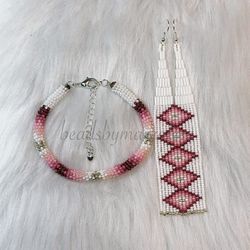Beaded Earrings And Bracelet Set
