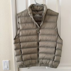 Zara Puffer Vest – Taupe/Beige 
