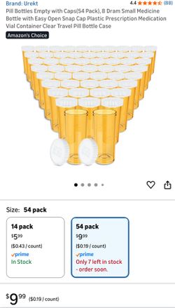 Pill Bottles Empty with Caps (54 Pack)
