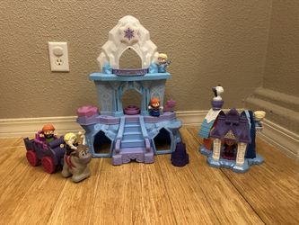 $75 Fisher Price Disney’s Frozen Castle Figures Sleigh Large Arendelle LOT Light Up