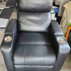 Black faux leather recliner