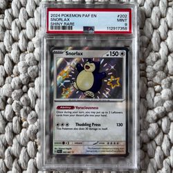 Pokémon Snorlax 202/091 SV: Paldean Fates Shiny Rare Holo PSA 9 2024