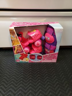 New Disney Princess Adjustable Glitter Junior Skate Combo Ages 3-5 Shoe Size Child 6-12