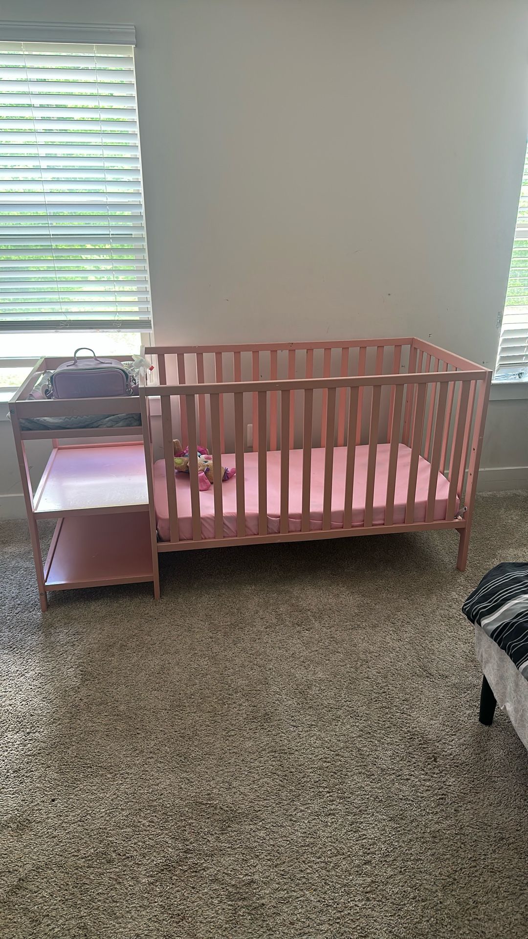 Pink Baby Crib Barely Used