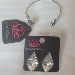 Brand New Papparazzi Earings And Cuff Bracelet