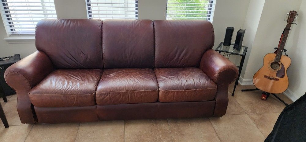 Pottery Barn Genuine Leather Sleeper Sofa