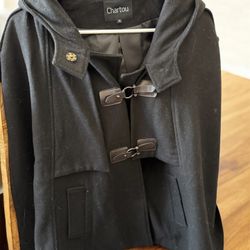 Black Chartou Women's Wool Blend Coat Size MEDIUM Black