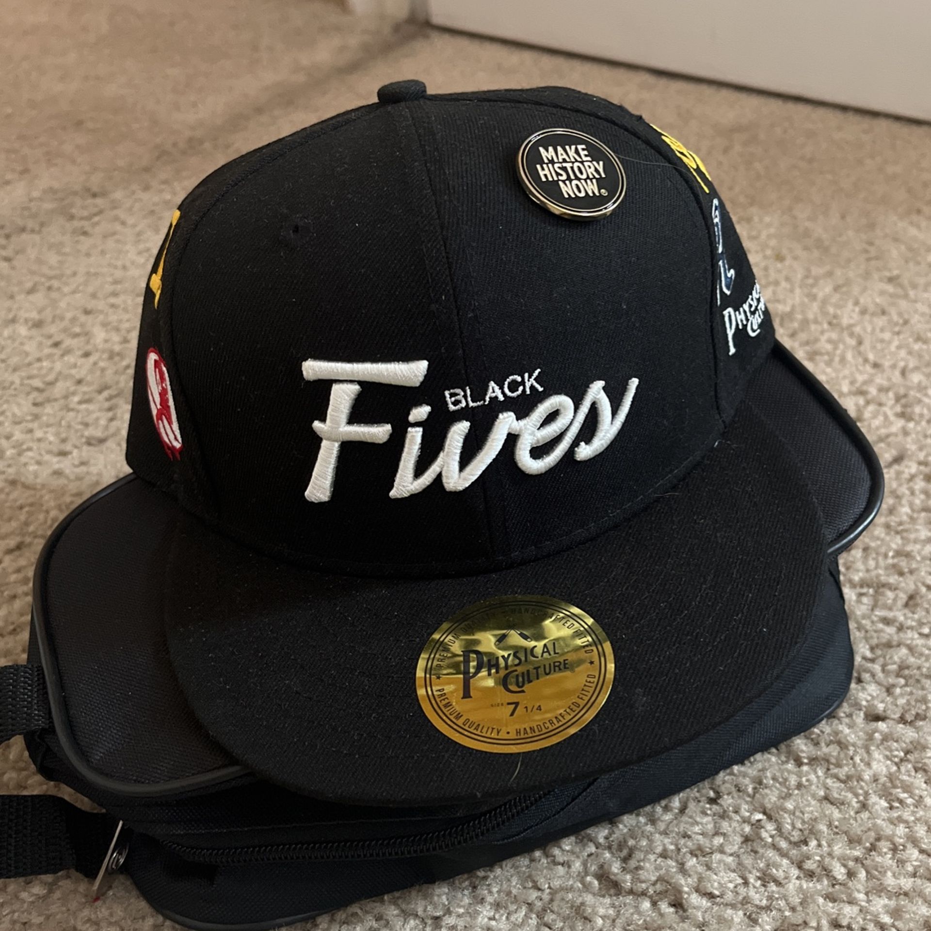Black Fives Fitted Hat sz 7 1/4