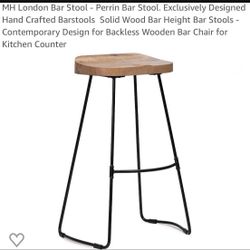  Perrin Bar Stool. Exclusively Designed Hand Crafted Barstools  Solid Wood Bar Height Bar Stools - Contemporary Design for Backless Wooden Bar Chair f