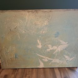 Large Textured Canvas Wall Art – Birds / Abstract – 47” x 34”