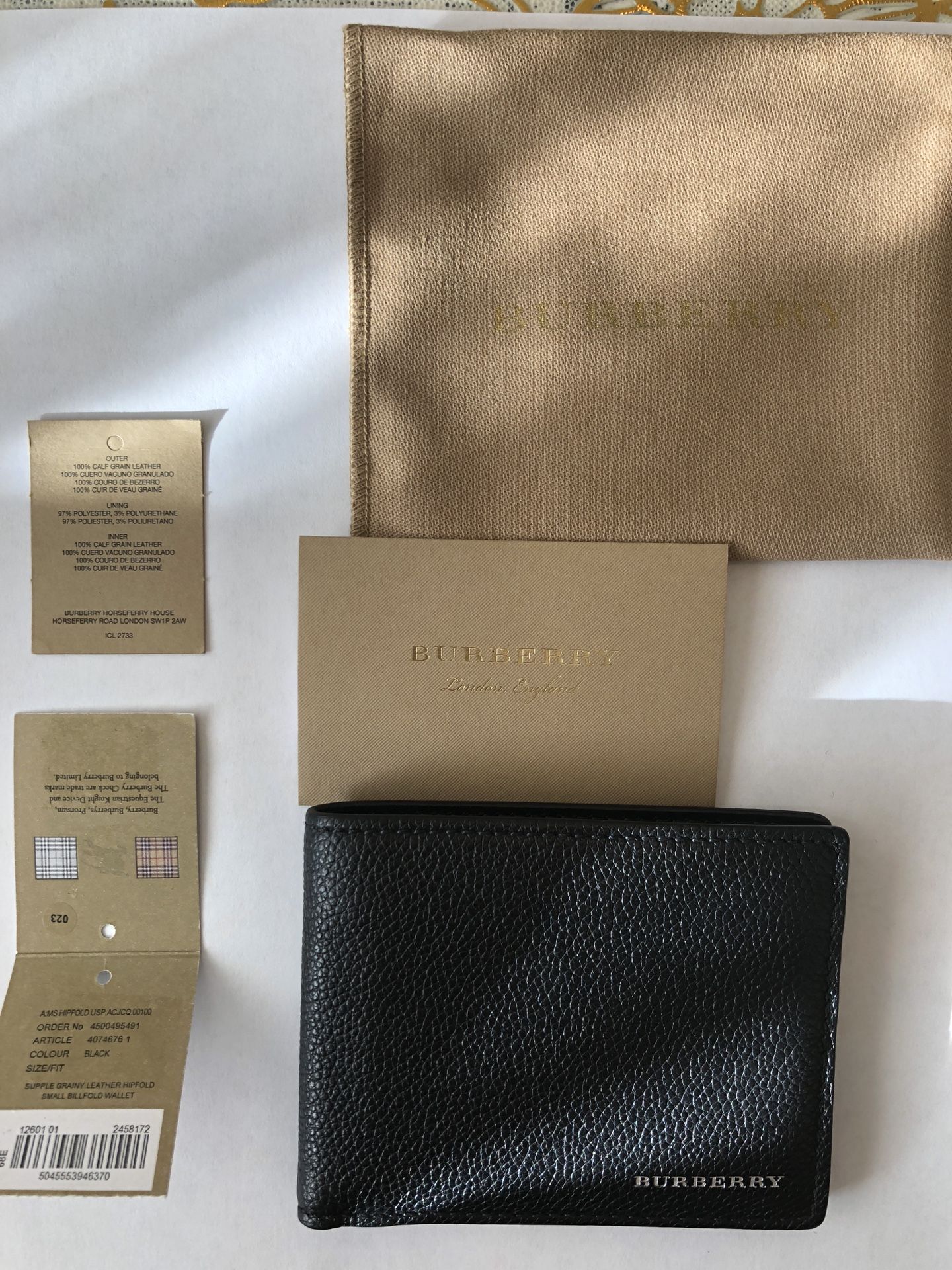 Burberry Mens Black Wallet Bifold 100% authentic