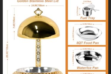 Gold Chafing Dish Buffet Set 8QT with Hanging Lid – New (Open Box)