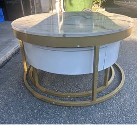 Round Coffee Table with Marble Top