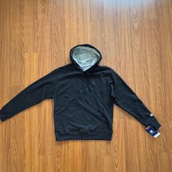 Champion Powerblend Black Fleece Hoodie Men's Logo Hooded Pockets