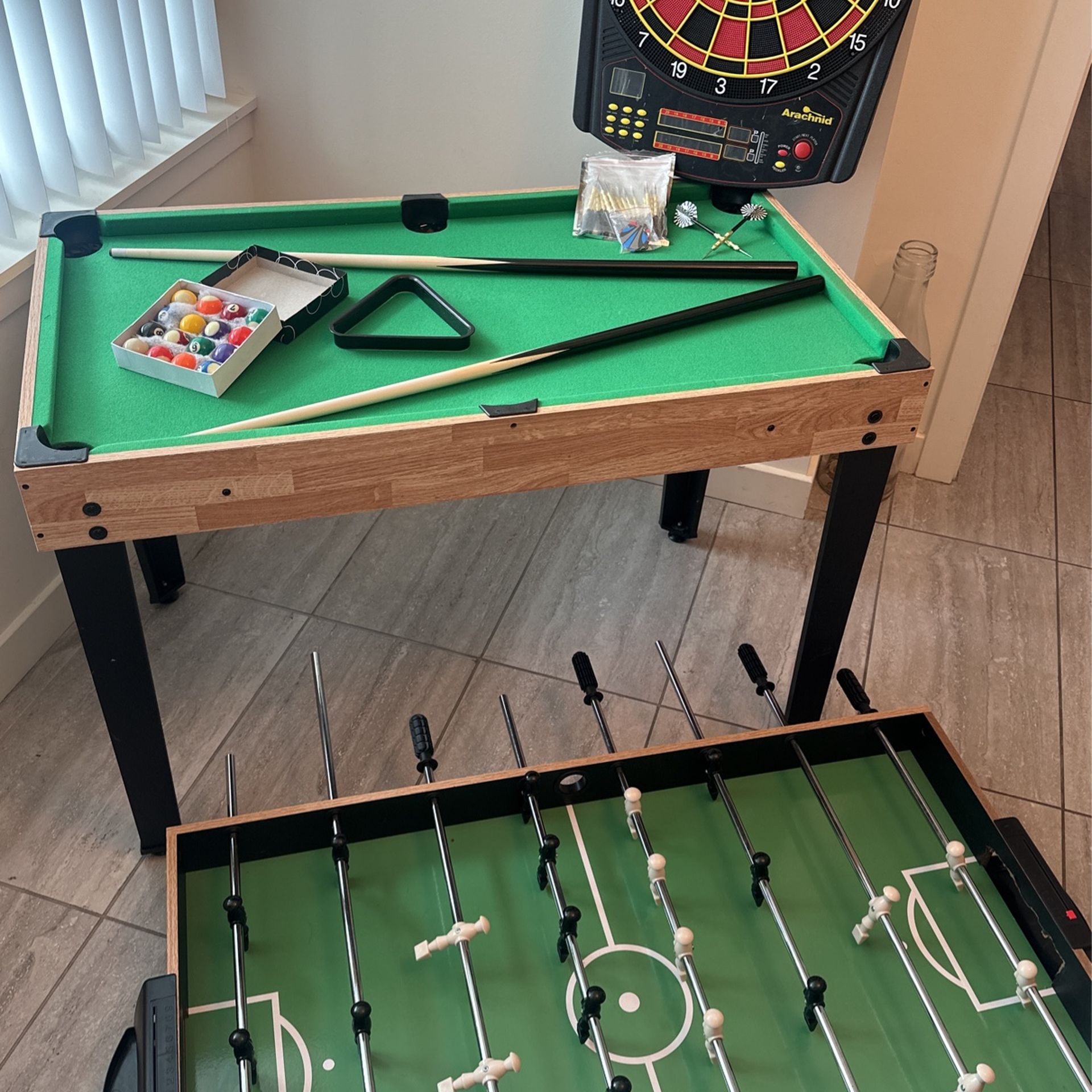 Convertible Foosball Table + Dart Board Set 