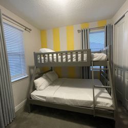 Grey bunk Bed Twin Over Full 