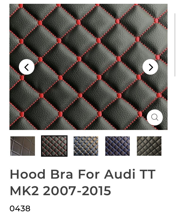Hood Bra For Audi TT MK2 2007-2015 In Black With Red Diamond