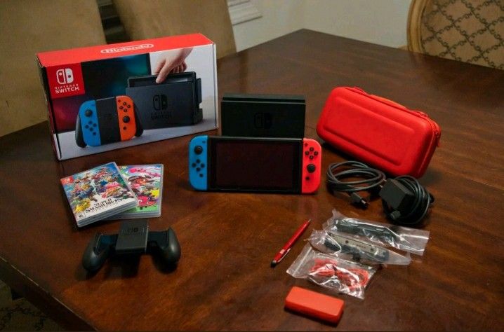 Nintendo Switch Console Bundle with Super Smash Bros. & Splatoon 2, Perfect!