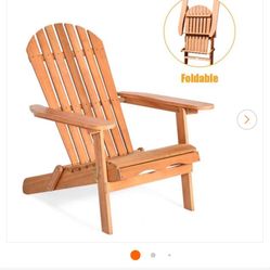 Folding Wooden Adirondack Lounger Chair with Natural Finish