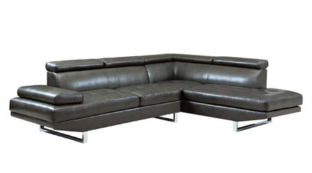 New gray genuine leather sofa sectional