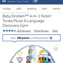Baby Einstein 4-in-1 Kickin' Tunes Music and Language Play Gym and Piano Tummy Time Activity Mat