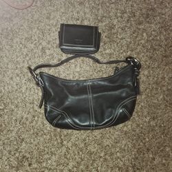 Coach Hand Bag & Wallet Black