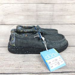 NEW Hey Dude Wally Toddler Chambray Wave Ride Black Shoes Loafers Size K10
