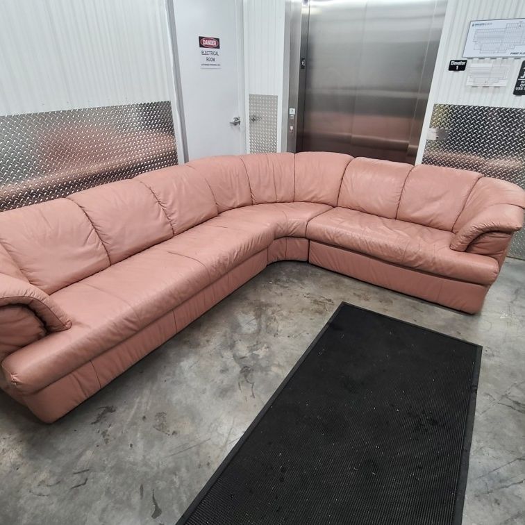 Pink Leather Sectional