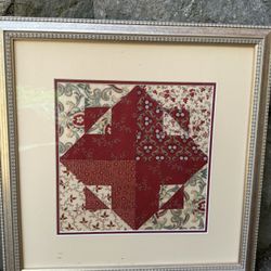 Framed Quilt Block Art – Vintage Fabric Wall Decor