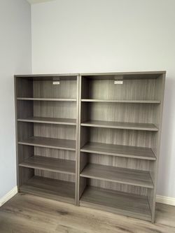Matching Premium Gray Bookcases – Set of 2