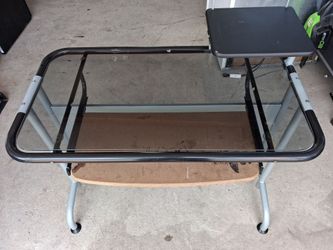Glass top metal frame desk