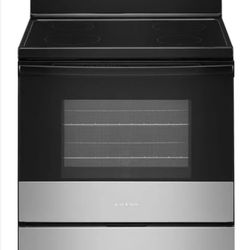 Brand-New Amana - 4.8 Cu. Ft. Freestanding Electric Range - Stainless Steel AER6303MMS