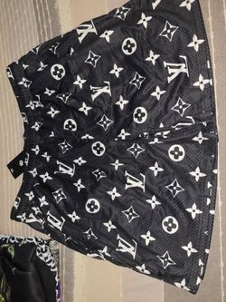 Black Monogram Print Mesh Shorts XL