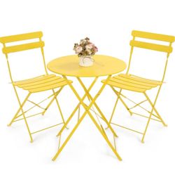 New Foldable outdoor 3-Piece Folding Bistro Table and Chairs Set