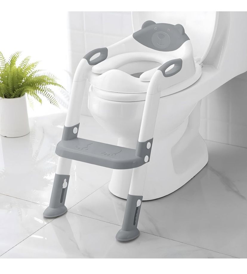 Potty Training Seat with Step Stool Ladder, SKYROKU Potty Training Toilet for Kids Boys Girls Toddlers - Comfortable Safe Potty Seat with Anti-Slip Pa