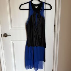 Helmut Lang Black and Blue Layered Tank Dress