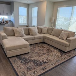 Living Spaces Beige Sectional Couch