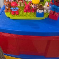 LEGO Storage Rack + HUGE DUPLO Lot w/ Spider-Man & Animals"). Figures