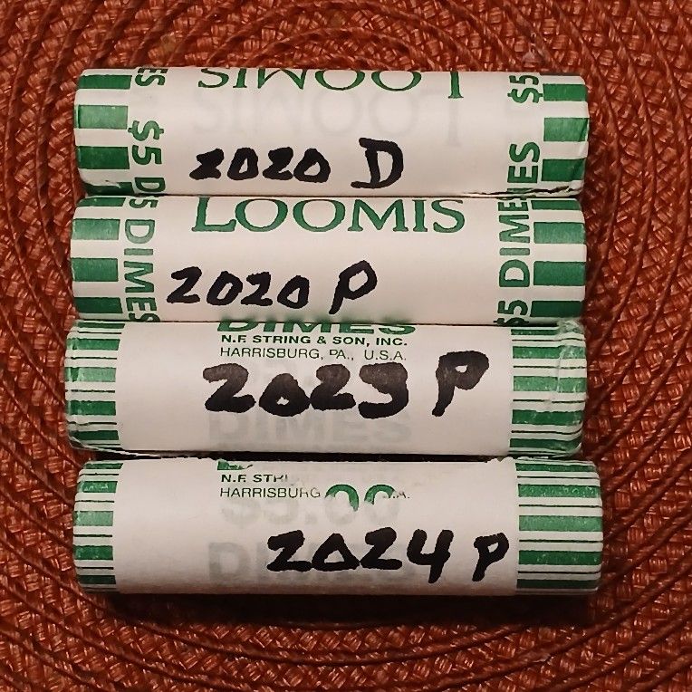 BU (4) BANK ROLLED DIMES