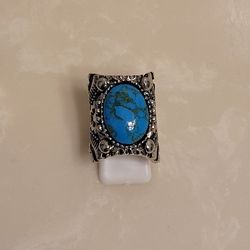 Silver and Turquoise Tribal Ring Size 6
