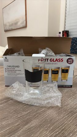 Chalkboard Pint Glass Set 4 16 OZ