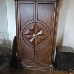 Solid Wood Armoire / Wardrobe Cabinet – Large Statement Piece – Storage + Drawers