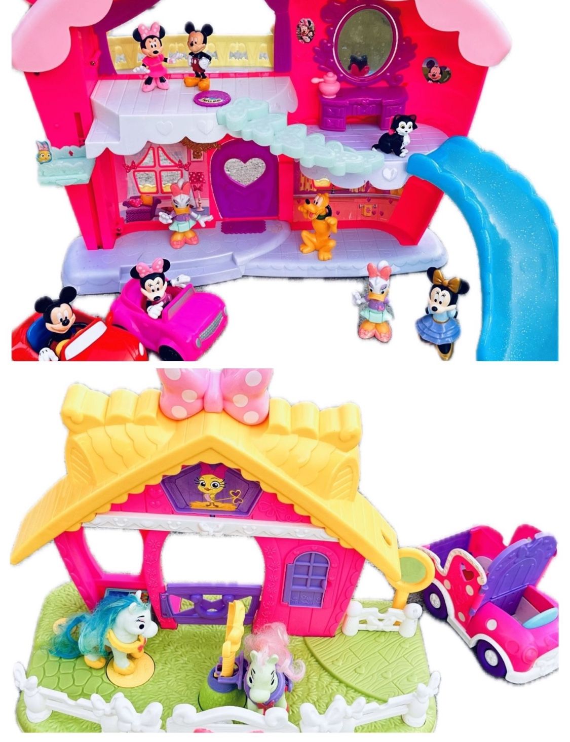 Disney🎀 Minnie Mouse Bow-tique 2-Level House With Slide & Minnie Mouse Bow-tique Ranch