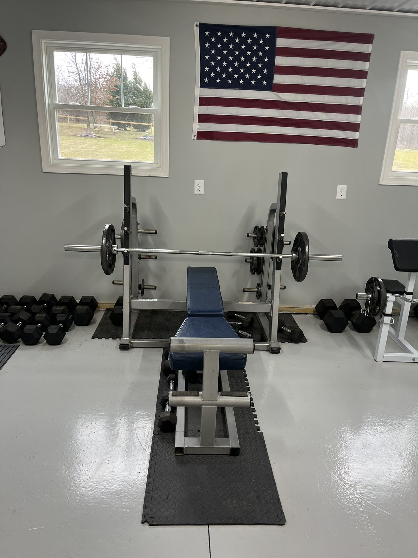 Weight Bench With Olympic Bar And Weights